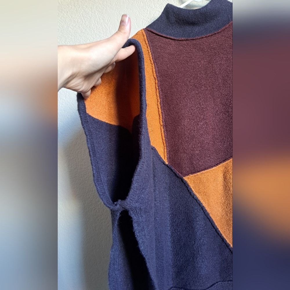 Vero Moda Brown Blue Patchwork Colorblock Oversiz… - image 2